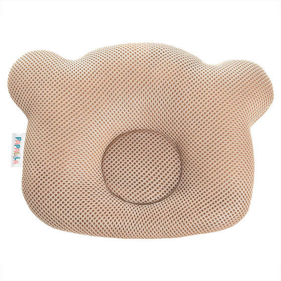 Подушка ортопедическая Papaella Мишка для младенцев, дышащая сетка, беж (8-32377)
