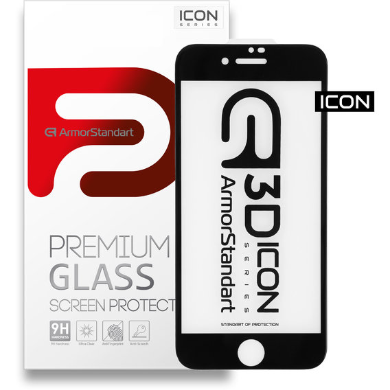 Аксессуар для iPhone ArmorStandart Tempered Glass 3D Icon Black for iPhone SE 2020/iPhone SE 3 2022/iPhone 8/iPhone 7 (ARM55980-GI3D-BK)