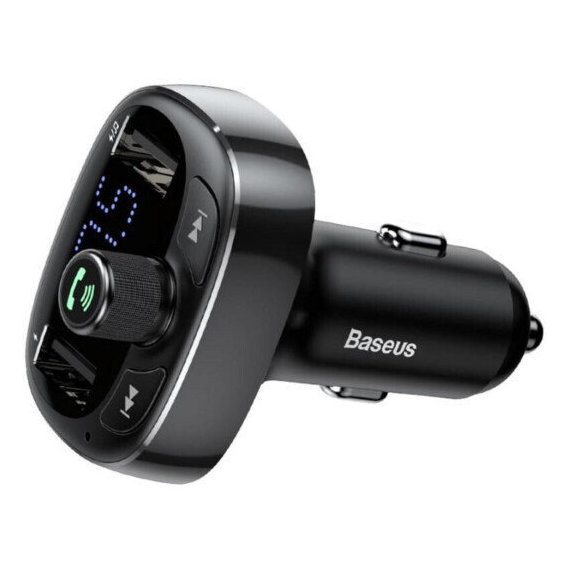 Автомобильное зарядное устройство + FM-трансмиттер Baseus T-Typed MP3 Car Charger Black (CCALL-TM01)