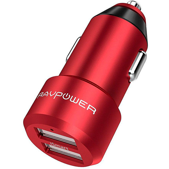 Зарядное устройство RavPower USB Car Charger 2xUSB 24W Red (RP-VC006RD)