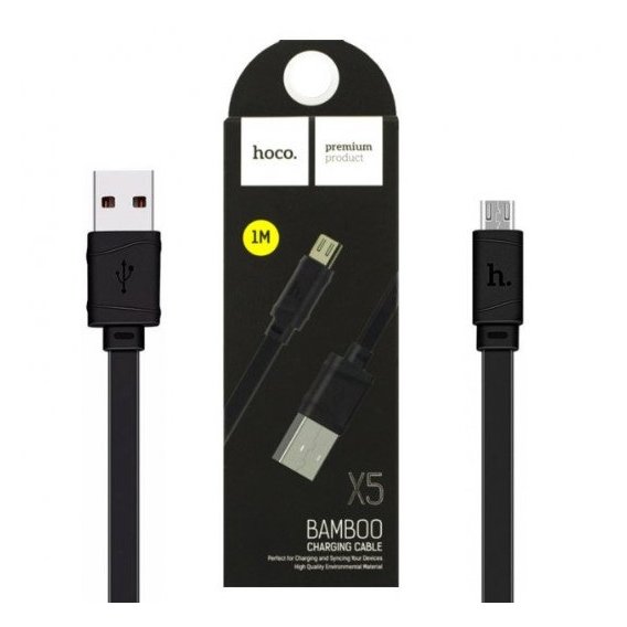 Кабель Hoco USB Cable to microUSB X5 Bamboo 1m Black