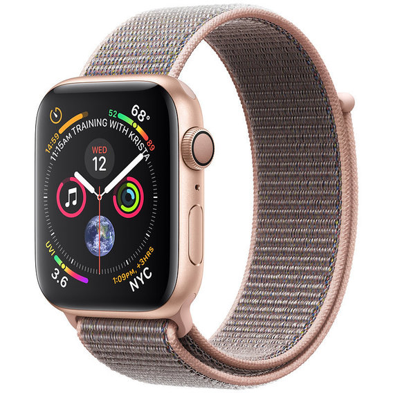 Apple Watch Series 4 44mm GPS Gold Aluminum Case with Pink Sand Sport Loop (MU6G2)