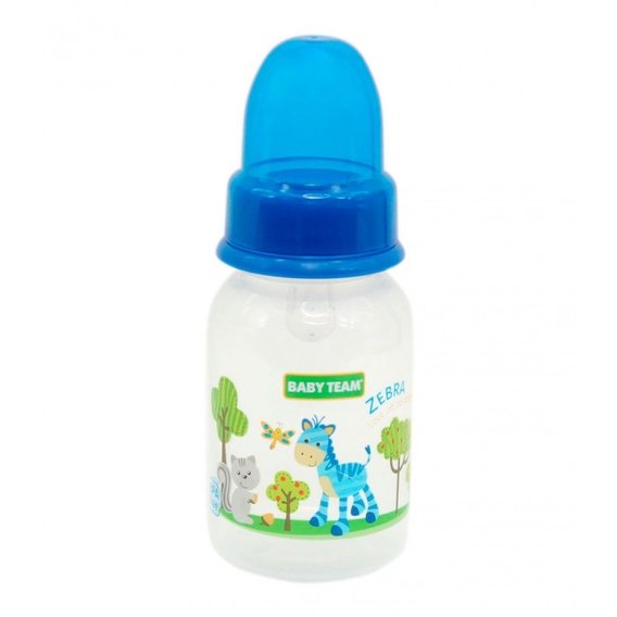 Бутылочка с силиконовой соской Baby Team 125 мл (1110 синий)