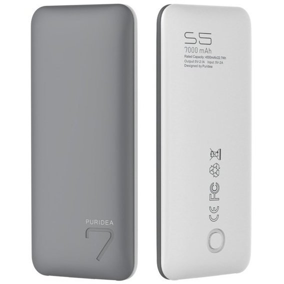 Внешний аккумулятор Puridea Power Bank S5 7000mAh Rubber Grey/White (S5-Grey White)