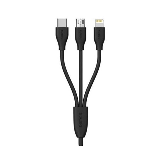 Кабель Remax USB Cable to Lightning/microUSB/USB-C 1m Black (RC-109TH-BLACK)