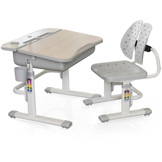 Комплект Evo-kids (стул+стол) Evo-03 G - столешница клен / цвет пластика серый