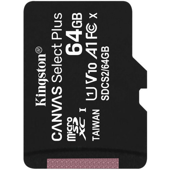 Карта памяти Kingston 64GB microSDXC UHS-I U1 V10 A1 Canvas Select Plus (SDCS2/64GBSP)