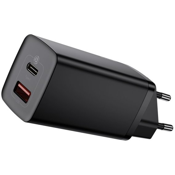 Зарядний пристрій Baseus Wall Charger GaN2 Lite USB-C+USB 65W Black (CCGAN2L-B01)