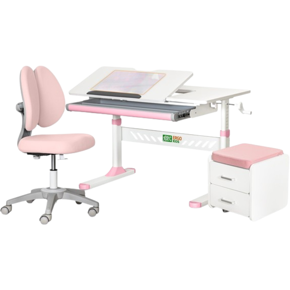 Комплект L ErgoKids TH-320 Pink парта + кресло + тумба (TH-320 + Y-412 Lite + BD C3_PINK)