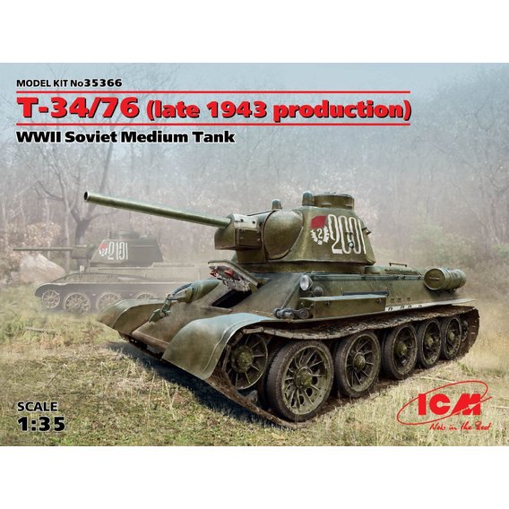 Советский средний танк Т-34/76 (производства конца 1943 г.) Т-34/76 (late 1943 prod.) WWII Soviet medium tank (ICM35366)