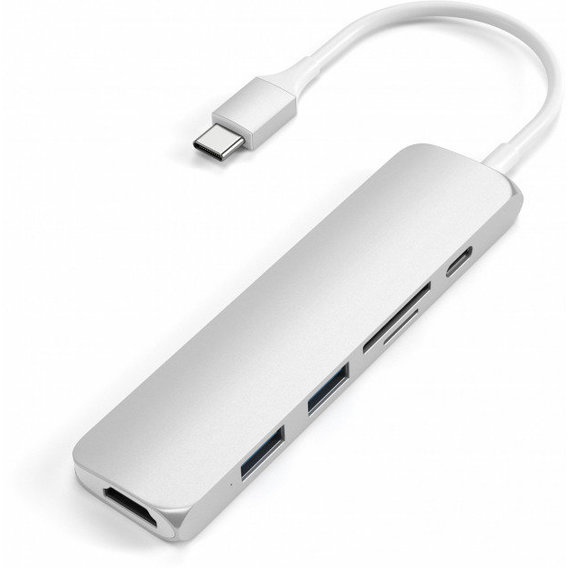 Адаптер Satechi Adapter USB-C to micro SD+SD+2xUSB3.0+USB-C Silver (ST-SCMA2S)