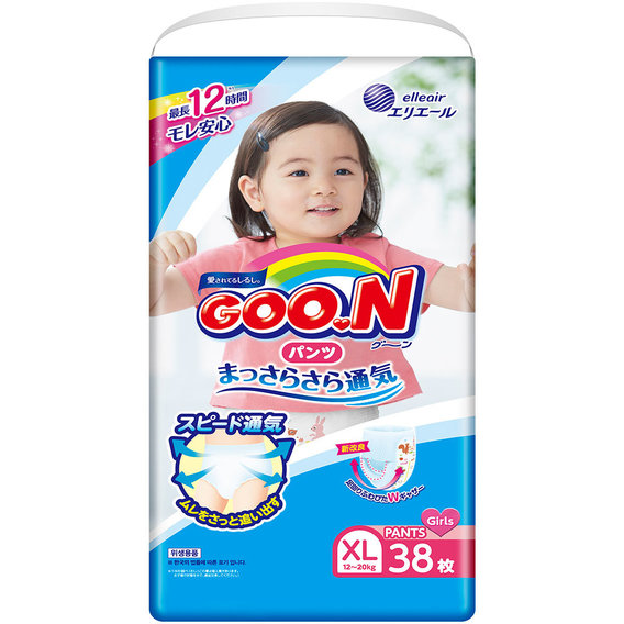 Трусики-подгузники Goo.N для девочек коллекции 2019 (Big XL,12-20 кг) (843099)