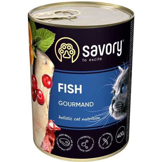 

Влажный корм Savory для котов с рыбой 400 г (30655)