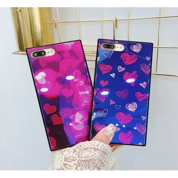 Аксессуар для iPhone Fashion YCT TPU+Glass with Corners Pink Hearts for iPhone SE 2020/iPhone 8/iPhone 7