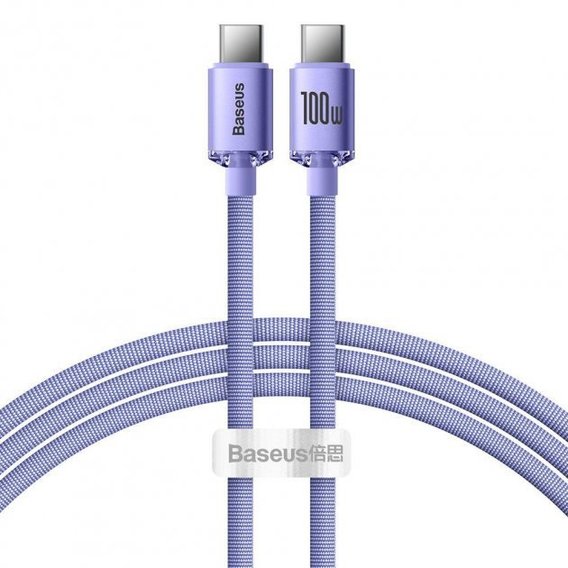 Кабель Baseus Cable USB-C to USB-C Crystal Shine 100W 1.2m Purple (CAJY000605)