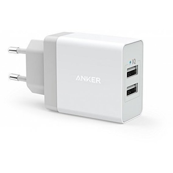 Зарядное устройство ANKER USB Wall Charger PowerPort2 24W/4.8A+Micro USB cable V3 White (B2021L21)