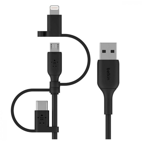 Кабель Belkin USB Cable to Micro USB/Lightning/Type-C Boost Charge 1м Black (CAC001bt1MBK)