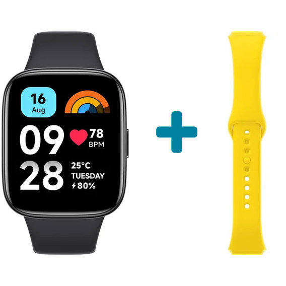 Смарт-часы Xiaomi Redmi Watch 3 Active Black + Yellow Strap
