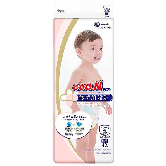 Подгузники Goo.N Plus для детей, Big (XL), 12-20 кг, 42 шт