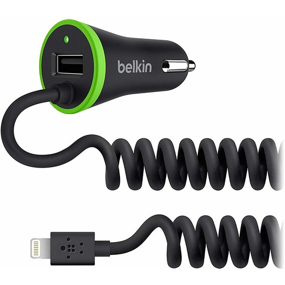 Зарядное устройство Belkin USB Car Charger BoostUp USB 3.4A with Lightning Cable Black (F8J154bt04-BLK)