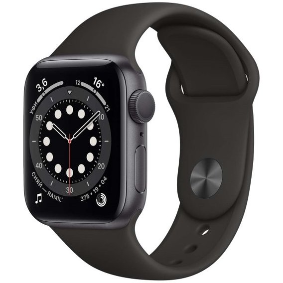 Apple Watch Series 6 40mm GPS+LTE Space Gray Aluminum Case with Black Sport Band (M02Q3, M06P3)