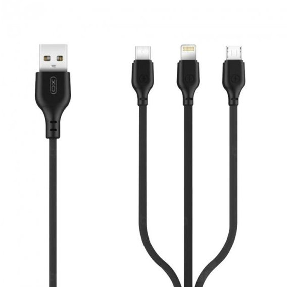 Кабель XO USB Cable to Lightning/microUSB/USB-C 2A 1m Black (NB103)
