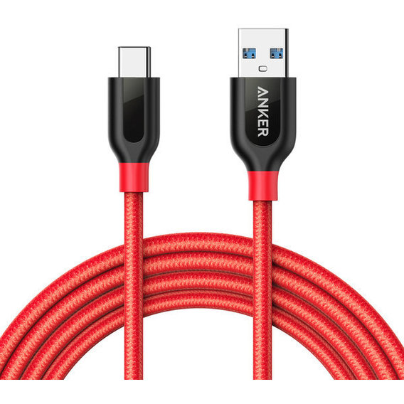Кабель ANKER Cable USB-C to USB 3.0 Powerline+ V3 90cm Red (A8168H91)