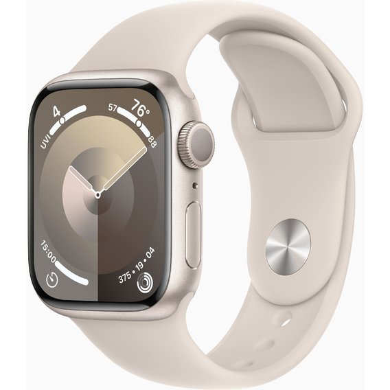 Apple Watch Series 9 41mm GPS Starlight Aluminum Case with Starlight Sport Band - S/M (MR8T3)