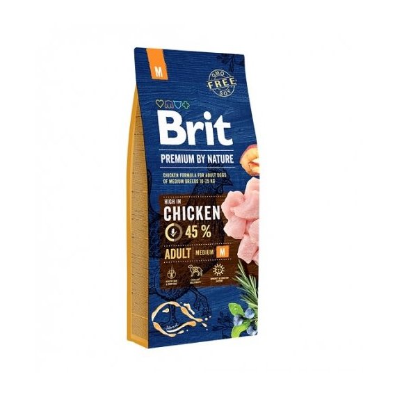 Сухой корм Brit Premium для взрослых собак средних пород M 15 кг (8595602526376)