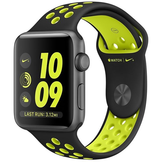 Apple Watch Nike+ 42mm Space Gray Aluminum Case with Black/Volt Nike Sport Band (MP0A2)