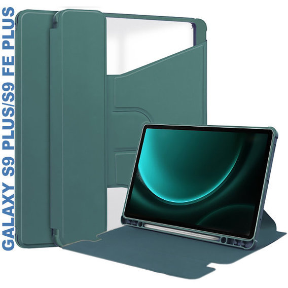 Аксессуар для планшетных ПК BeCover Case Rotatable Dark Green for Samsung X810 Galaxy Tab S9 Plus / S9 FE Plus SM-X610/SM-X616B (710400)