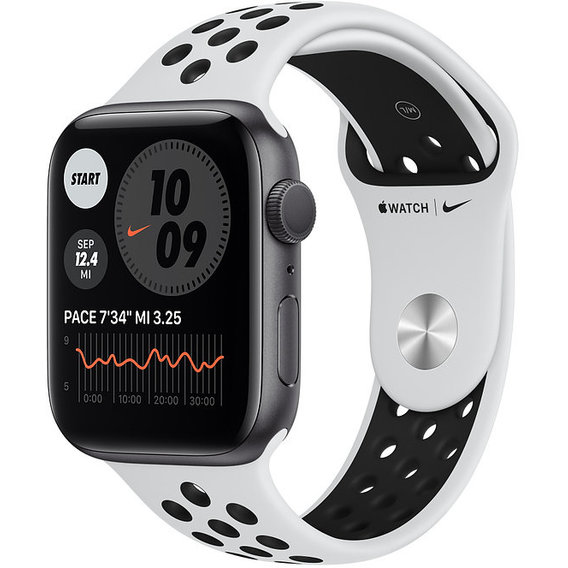 Apple Watch Series 6 Nike 44mm GPS Space Gray Aluminum Case with Pure Platinum/Black Nike Sport Band (M02M3,MX8F2AM)