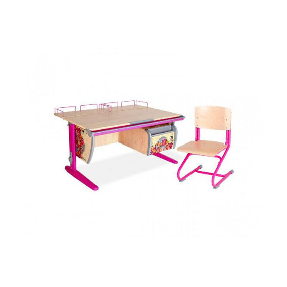Набор мебели Дэми (фанера) клен/розовый с рисунком (цветы) (Д-20031363)
