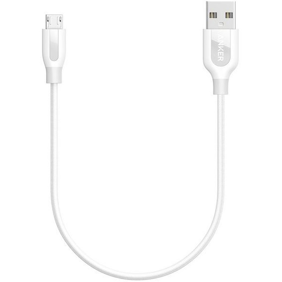 Кабель ANKER USB Cable to microUSB Powerline+ 30cm White (A8141021)