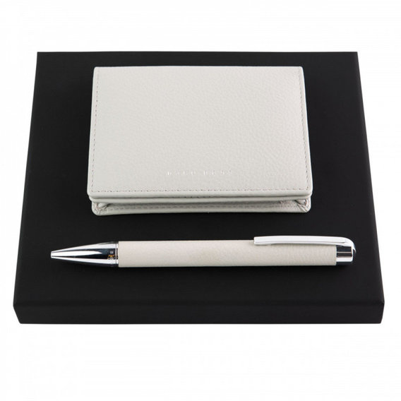 Набор Hugo Boss Storyline Light Grey шариковая ручка и кардхолдер (HPBC704K)