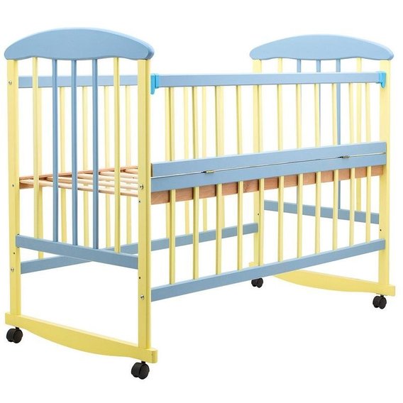 Детская кроватка Наталка ОЖБО желто-голубая (680687)