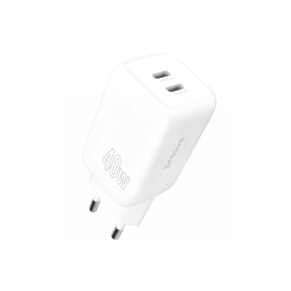 Зарядное устройство Proove Wall Charger 2xUSB-C Silicone Power 40W White