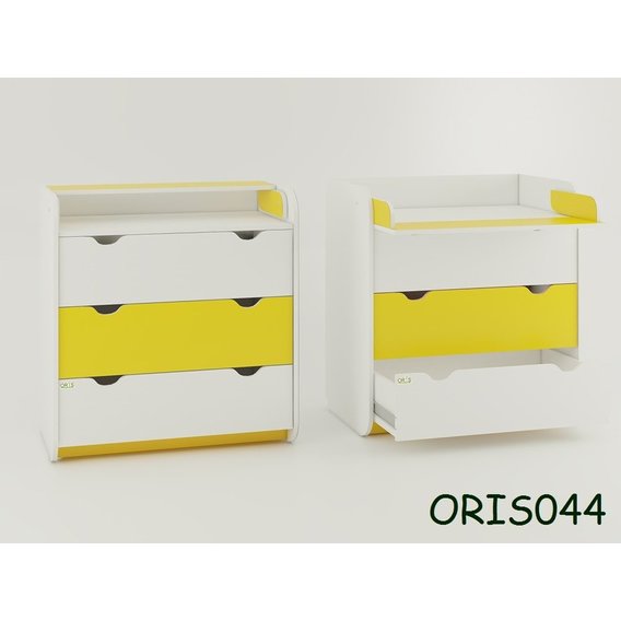 Пеленальный комод Colour на 3 ящика Бело-желтый (ORIS044)