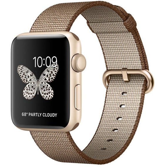 Apple Watch Series 2 42mm Gold Aluminum Case with Toasted Coffee/Caramel Woven Nylon Band (MNPP2)