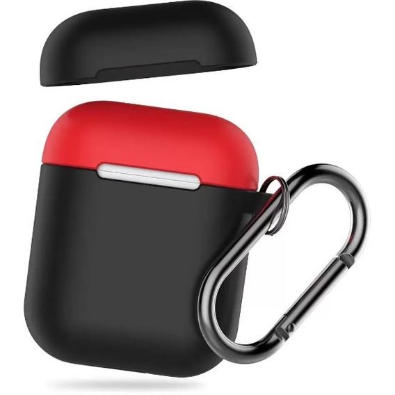 Чехол для наушников AhaStyle Silicone Duo Case with Belt Black/Red (AHA-01460-BBR) for AirPods