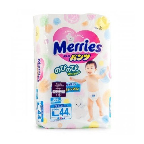 Подгузники-трусики Merries для детей L (44 шт.) 9-14 кг (585802/570396)