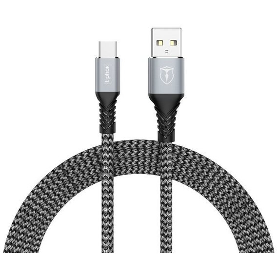 Кабель T-PHOX USB Cable to USB-C Jagger 1m Grey (T-C814 grey)