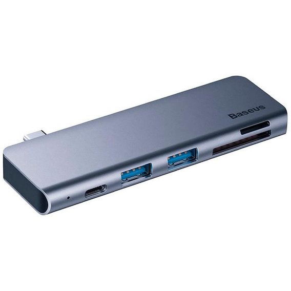 Адаптер Baseus Adapter Harmonica USB-C to 2хUSB 3.0 + SD + USB-C Grey (CAHUB-KOG)