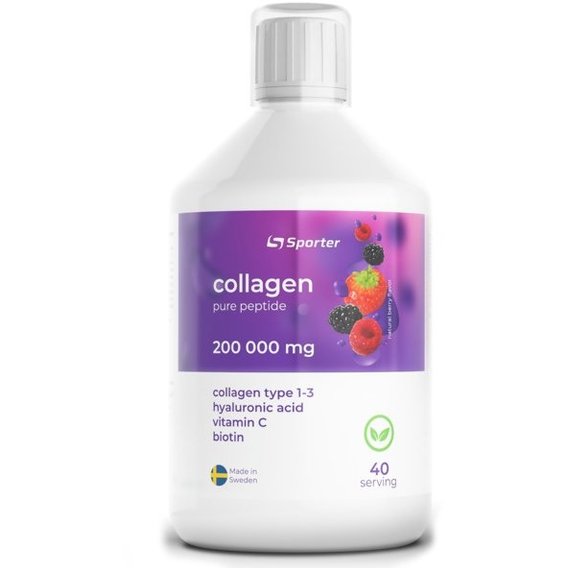 Аминокислота для спорта Sporter Collagen peptide 200000, 500 ml /40 servings/ Berry