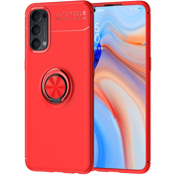 Аксессуар для смартфона TPU Case TPU PC Deen ColorRing Magnetic Holder Red for Oppo Reno 4
