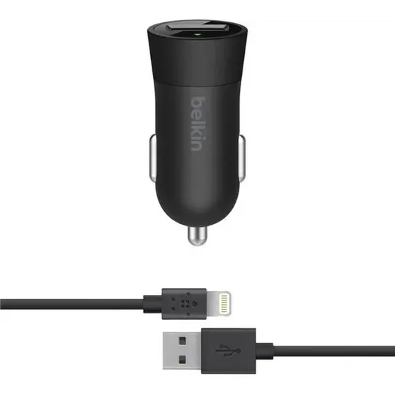 Зарядное устройство Belkin USB Car Charger 12W BoostUp Black with USB to Lightning Cable (F8J177DS04-BLK)