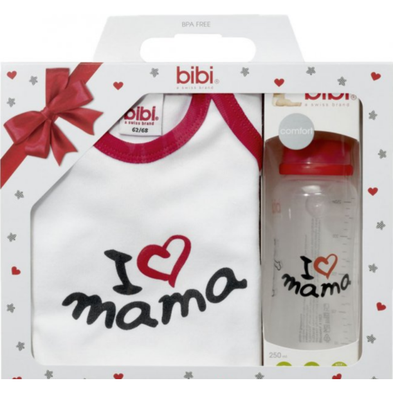 Подарочный набор Bibi Бутылочка с соской + Боди Я люблю Maму (112516)