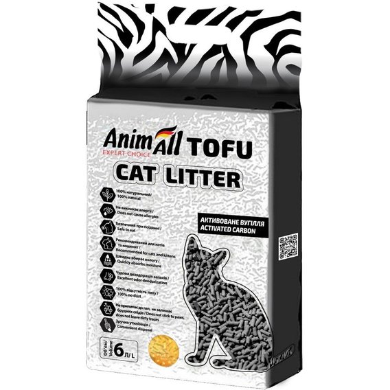 Наполнитель для кошачьего туалета AnimAll Тоффу с активированным углем 2.6кг 6 л (174246)