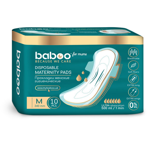 Одноразовые прокладки для беременных Baboo, средние, 10 шт (2-109)