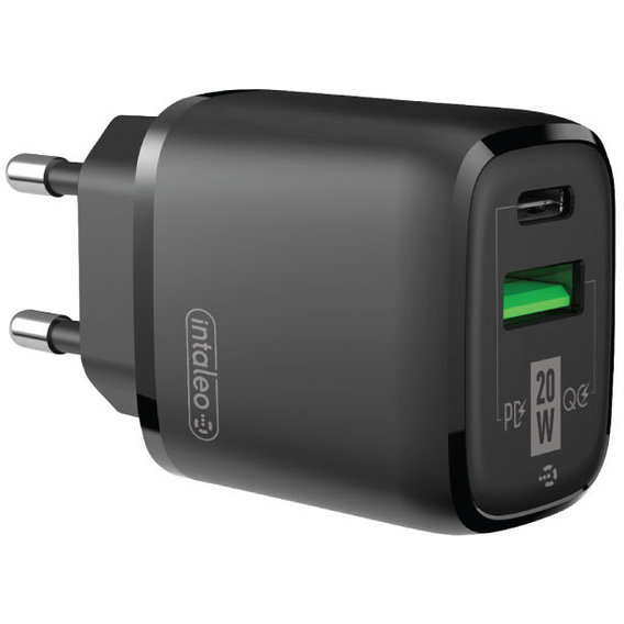 Зарядное устройство Intaleo Wall Charger USB+USB-C 20W Black (TCGQPD220)
